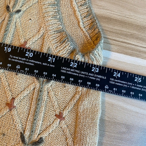 Vintage KORET Brown Button Down Sweater Vest Women XL ? Cotton Flower Khaki Tan - Picture 7 of 8